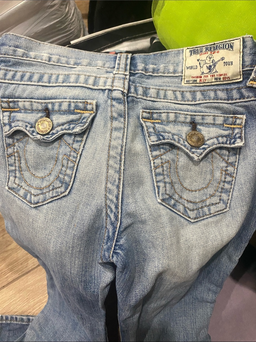 True Religion kids Light Blue Boot Cut Jeans with Signature Back Pockets